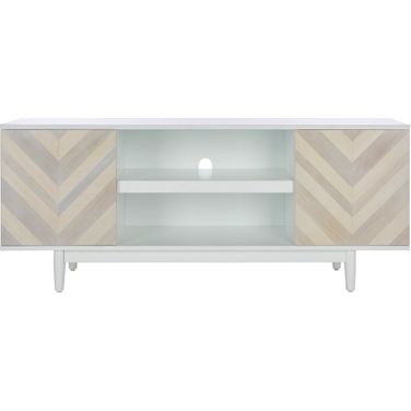 Tay 3 Shelf Patterned Media Stand in White Wash