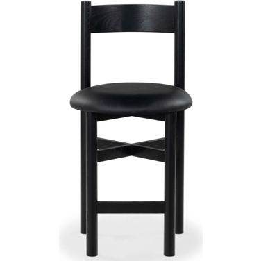 Tayla Leather Counter Stool In Black