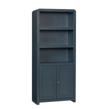 Taylor 74 Inch Bookcase with 2 Doors In Malta Blue