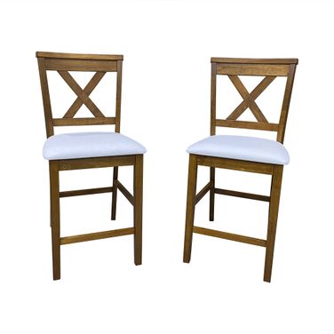 Taylor X-Back Counter Stools - Set of 2 In Golden Oak and White