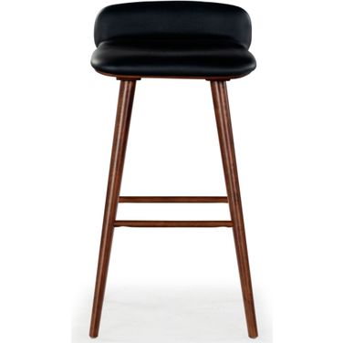 Tazmyn Leather Barstool In Black and Walnut