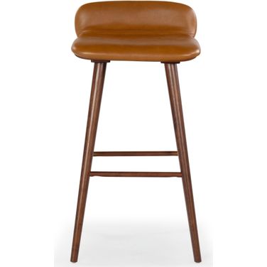 Tazmyn Leather Barstool In Brown and Walnut