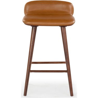 Tazmyn Leather Counter Stool In Brown and Walnut