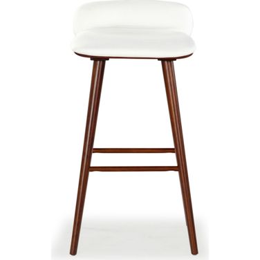 Tazmyn Linen Counter Stool In White and Walnut