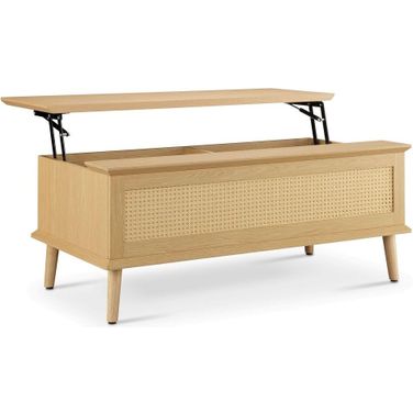 Teagan Rattan Lift-Top Coffee Table with Storage In Natural