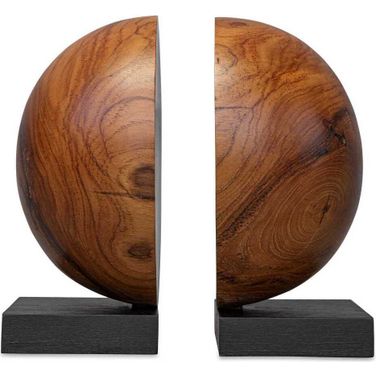Teak and Noir Bookends Set of 2 In Brown