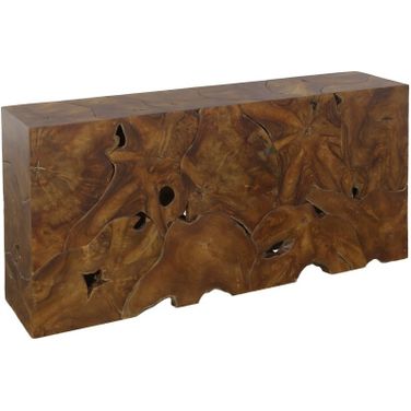 Teak Slice Console Table In Natural Wood