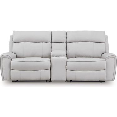 Tealwell 3-Piece Power Reclining Sectional Loveseat In Pearl and Ash