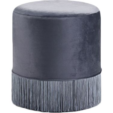 Teddy Velvet Ottoman/Stool In Grey