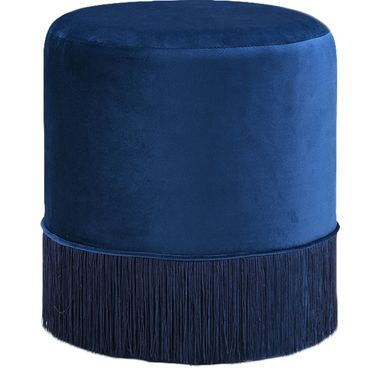 Teddy Velvet Ottoman/Stool In Navy