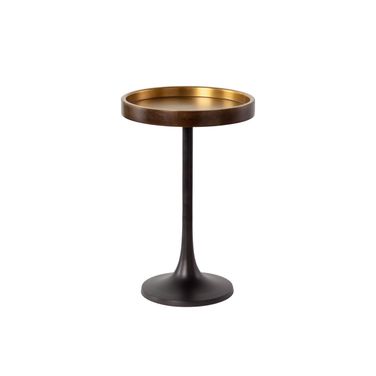 Tekoa End Table In Antique Brass and Dark Bronze
