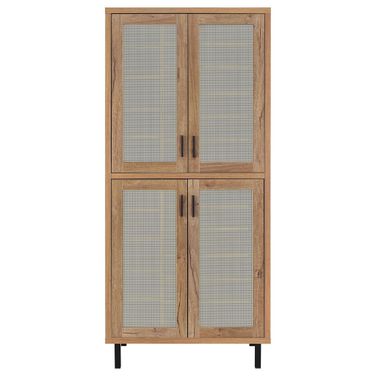 Teller 80 Inch 4-Door Tall Shoe Storage Cabinet In Natural Oak