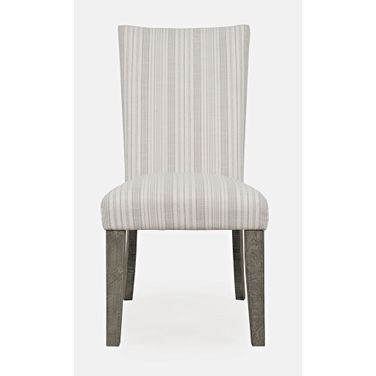 Telluride Parsons Striped Upholstery Dining Chair Set of 2 In Driftwood