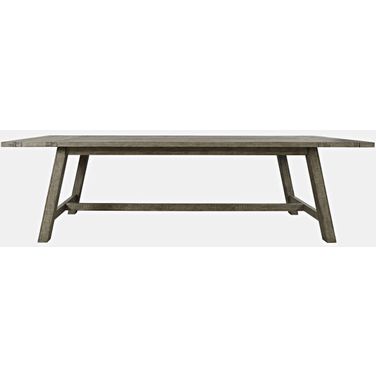 Telluride 127 Inch Trestle Counter Table with 2 Extension Leaves In Driftwood