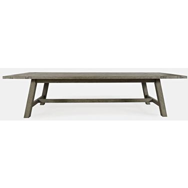 Telluride 127 Inch Trestle Dining Table with 2 Extension Leaves In Driftwood