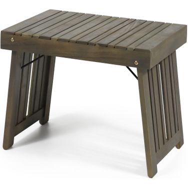 Temptation Outdoor Foldable Side Table with Slat Design In Grey