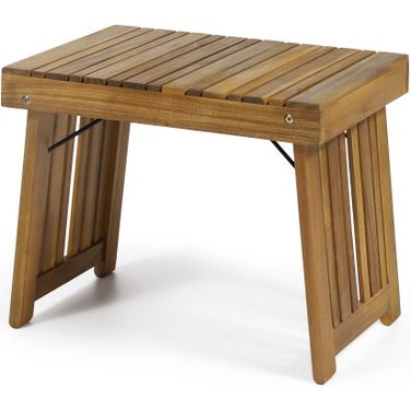 Temptation Outdoor Foldable Side Table with Slat Design In Teak