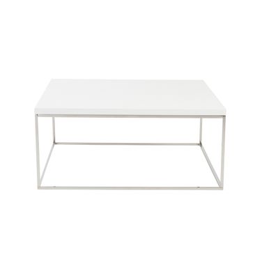 Teresa Square Coffee Table In White and Polished Stainless Steel