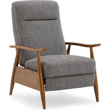 Terni Performance Fabric Wood Arm Push Back Recliner In Ash Gray