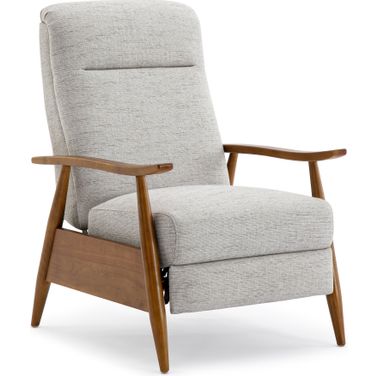 Terni Wood Arm Push Back Recliner in Performance Fabric In Oat