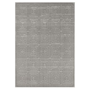 Terra 7'10" x 9'10" Logan Geometric Indoor/Outdoor Area Rug In Gray