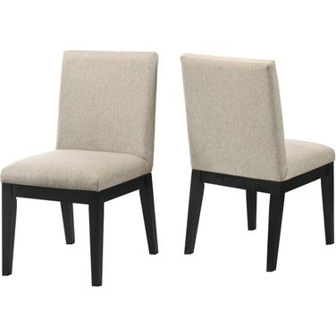 Terra Beige Linen Wood Side Chair Set of 2