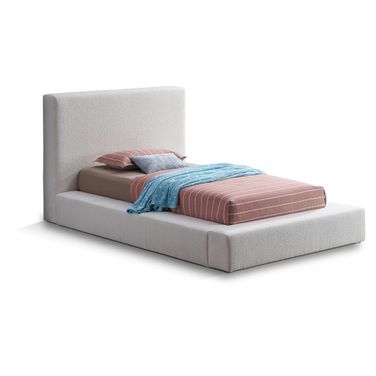 Terra Boucle Fabric Twin Bed In Cream