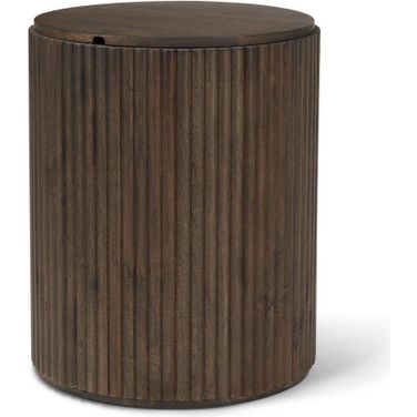 Terra Dark Brown Wood Fluted Round Side Table