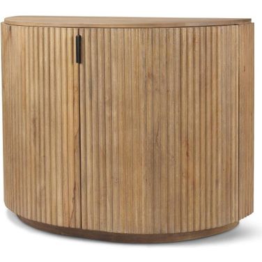 Terra Fluted Light Brown Wood 2-Door Accent Cabinet