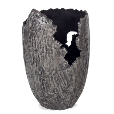 Terra Large Decorative Metal Vase In Grey