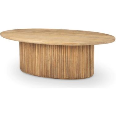 Terra Light Brown Wood Oval Fluted Coffee Table