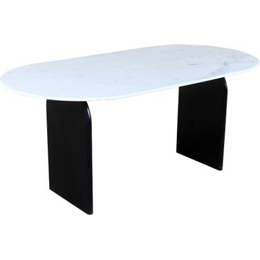 Terra Marble Top Oval Dining Table In White and Black