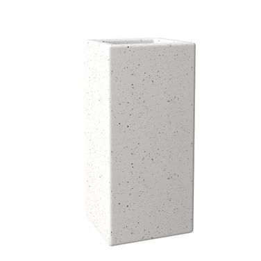 Terra Poly Stone 10.2 x 10.2 Planter In Dotted White