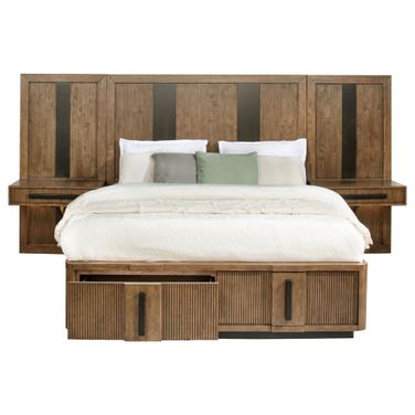Terrace 2-piece Wall Panel with Nightstand Set In Ash Brown
