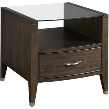 Tesha Rectangular Drawer End Table In Velvet