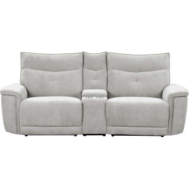 Tesoro Power Double Reclining Loveseat with Center Console and Power Headrests In Gray