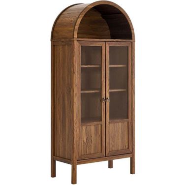 Tessa Arched Storage Tall Display Cabinet In Walnut
