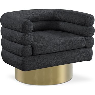Tessa Boucle Fabric Accent Chair In Black