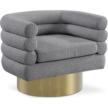 Tessa Boucle Fabric Accent Chair In Grey
