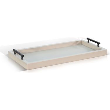 Tessa Rectangular Wood Dining Table Tray In Pavestone
