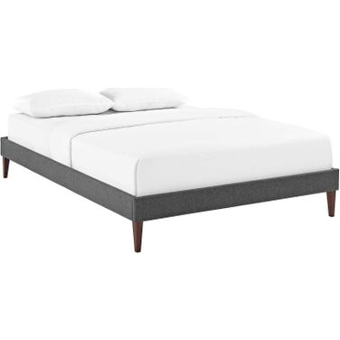 Tessie Gray Full Fabric Bed Frame with Squared Tapered Legs