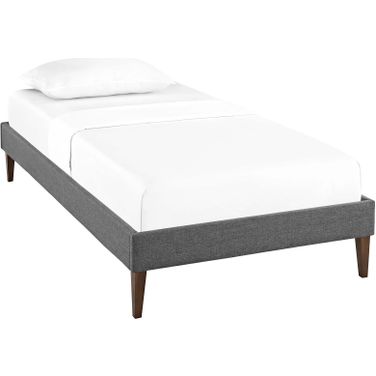 Tessie Gray Twin Fabric Bed Frame with Squared Tapered Legs