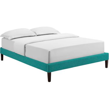 Tessie Teal Queen Fabric Bed Frame with Squared Tapered Legs