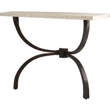 Teton Console In Bronze With Travertine Top