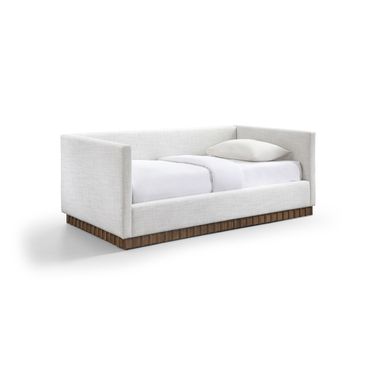 Teva Linen Textured Fabric Upholstered Twin Daybed In Cream