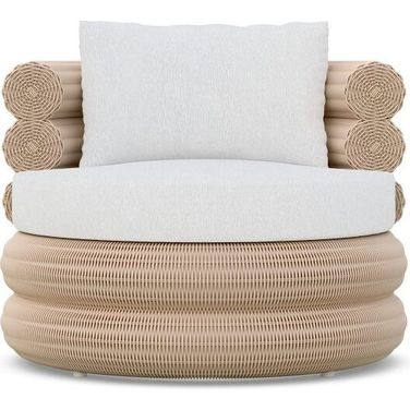 Texoma Swivel Club Chair with Cushion In Polar and Almond