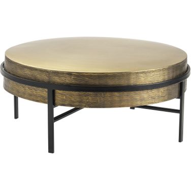 Textured Brass Cocktail Table In Black and Gold