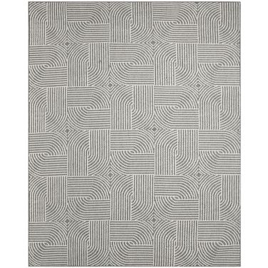 Textured Home Modern 7'10" x 9'10" Indoor Rug In Charcoal and Ivory