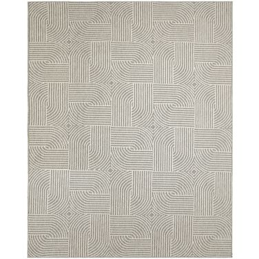 Textured Home Modern 7'10" x 9'10" Indoor Rug In Grey and Ivory