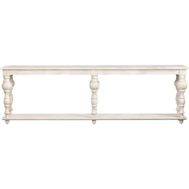 Textured Solid Bleached Wood Console/Sofa Table In White and Tan